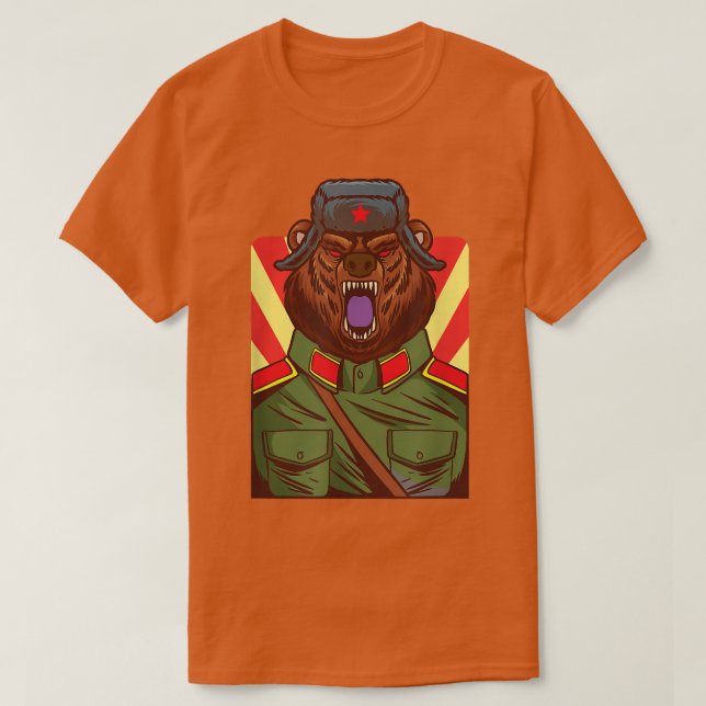 Russian bear soldier screaming illustration gift  T-Shirt (Design Front)