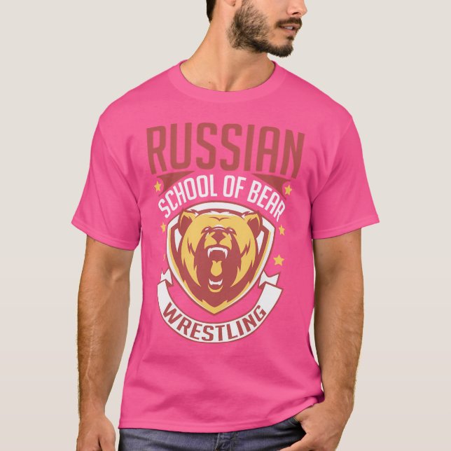 Russian Bear Wrestling Retro Wrestler Mixed Martia T-Shirt (Front)