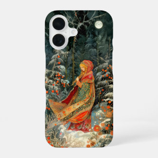 Russian beautiful girl, folk painting iPhone 16 case