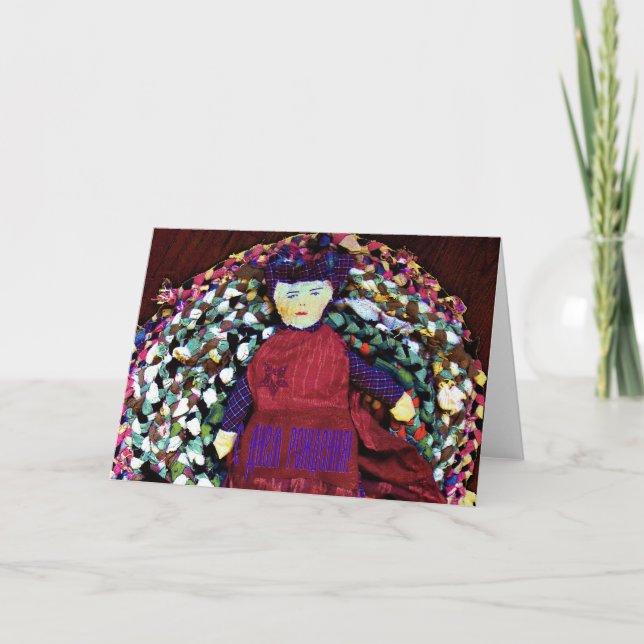 Russian Birthday card with a Rag Doll (Front)