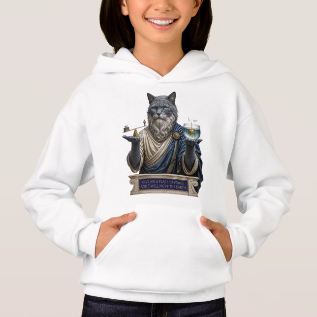 Russian Blue Archimedes Cat Hoodie (Front)