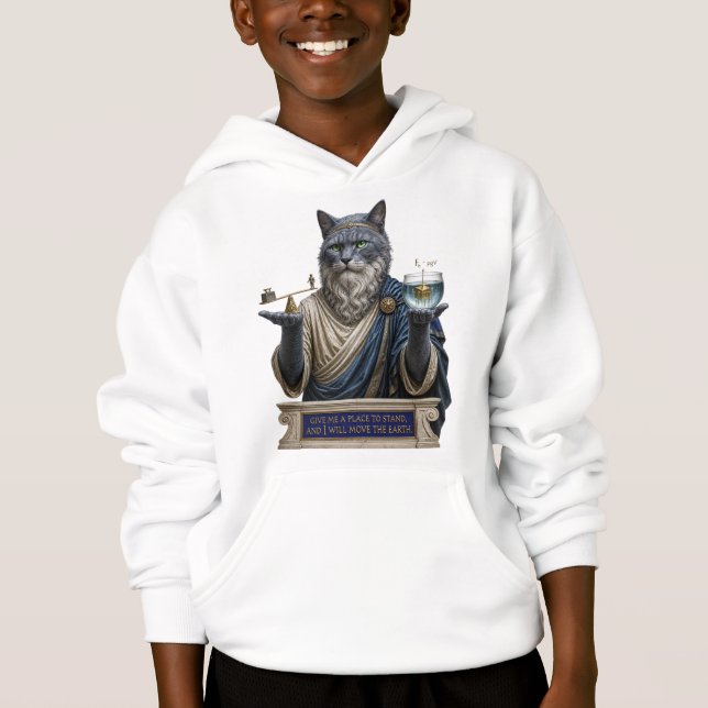 Russian Blue Archimedes Cat Hoodie (Front)