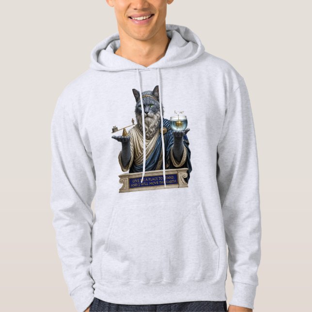 Russian Blue Archimedes Cat Hoodie (Front)