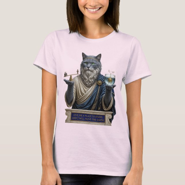 Russian Blue Archimedes Cat T-Shirt (Front)