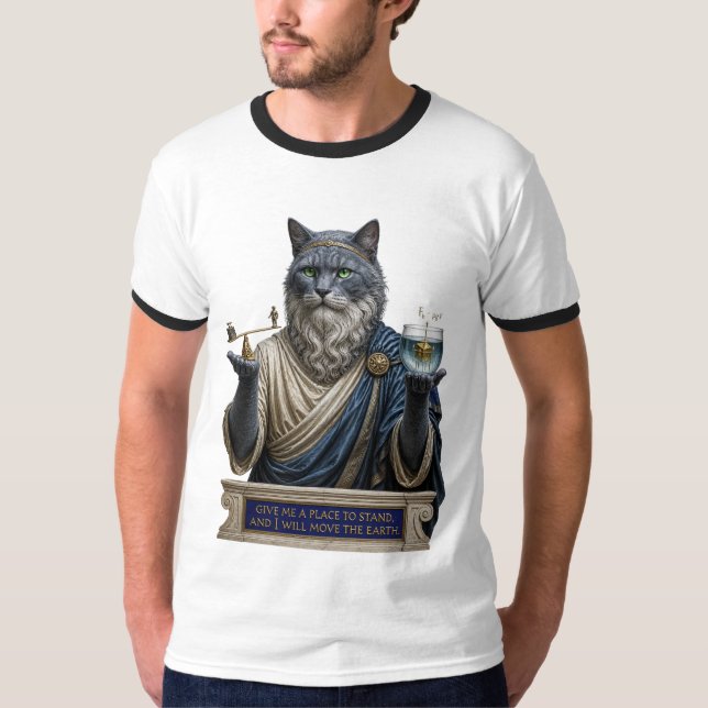 Russian Blue Archimedes Cat T-Shirt (Front)