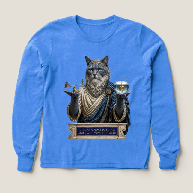 Russian Blue Archimedes Cat Tri-Blend Shirts (Design Front)