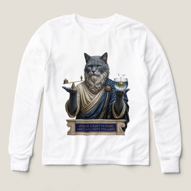 Russian Blue Archimedes Cat Tri-Blend Shirts (Design Front)