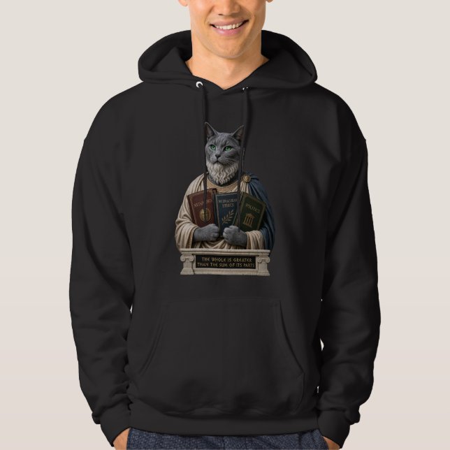 Russian Blue Aristotle Cat Hoodie (Front)