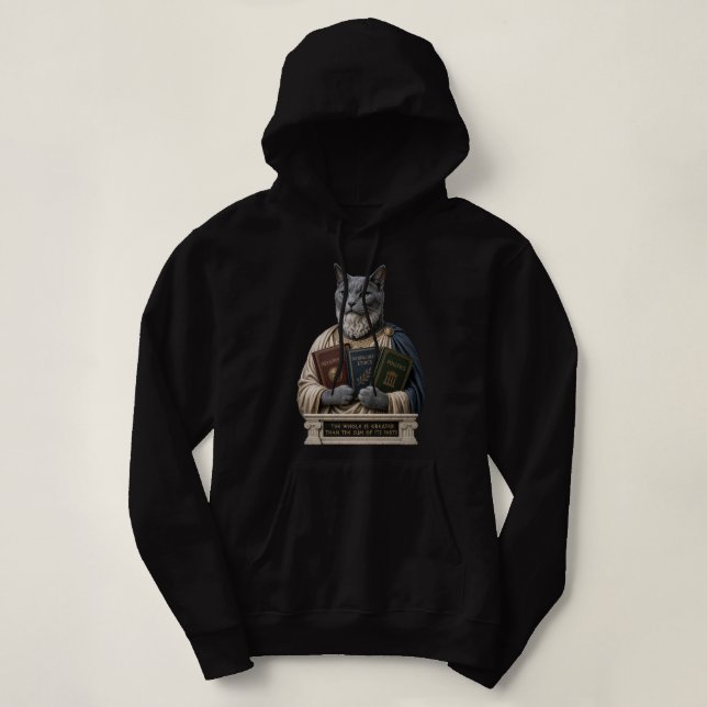 Russian Blue Aristotle Cat Hoodie (Design Front)