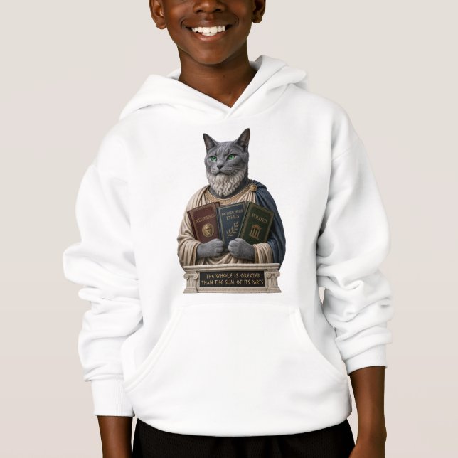 Russian Blue Aristotle Cat Hoodie (Front)