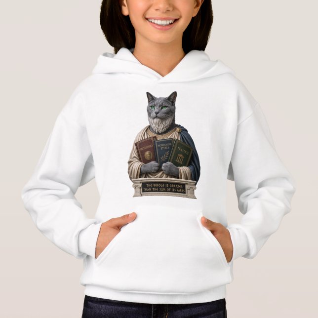 Russian Blue Aristotle Cat Hoodie (Front)