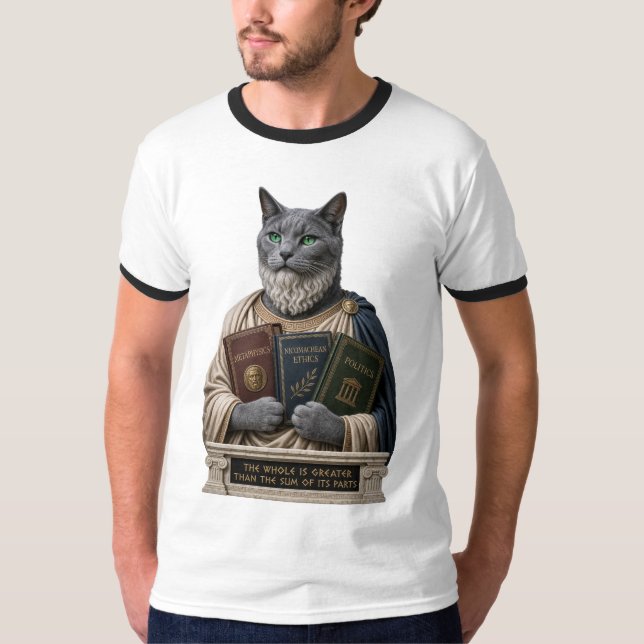 Russian Blue Aristotle Cat T-Shirt (Front)