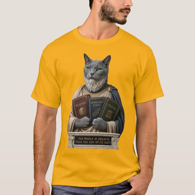 Russian Blue Aristotle Cat T-Shirt (Front)