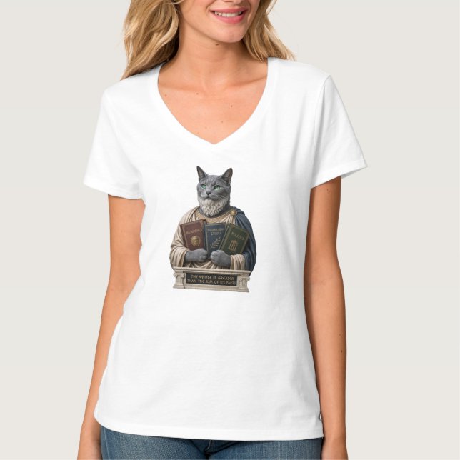 Russian Blue Aristotle Cat T-Shirt (Front)