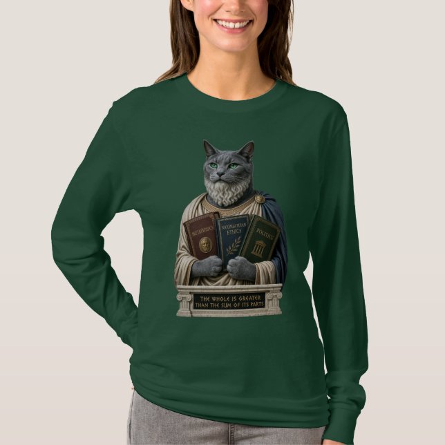 Russian Blue Aristotle Cat T-Shirt (Front)