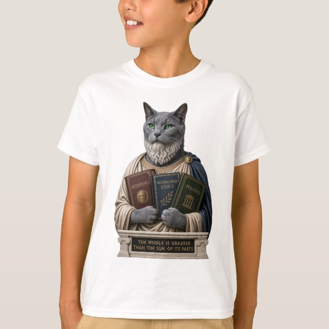 Russian Blue Aristotle Cat T-Shirt (Front)