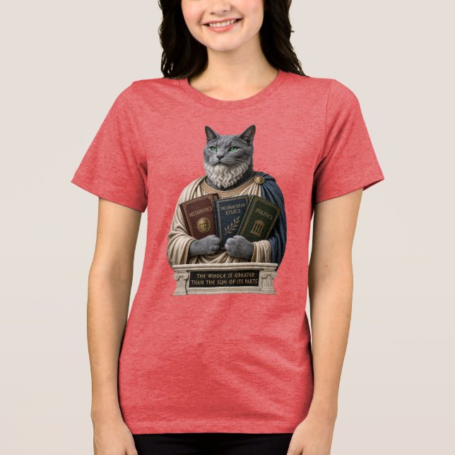Russian Blue Aristotle Cat Tri-Blend Shirt (Front)