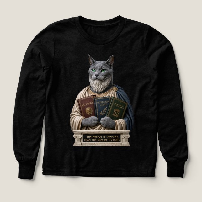 Russian Blue Aristotle Cat Tri-Blend Shirts (Design Front)