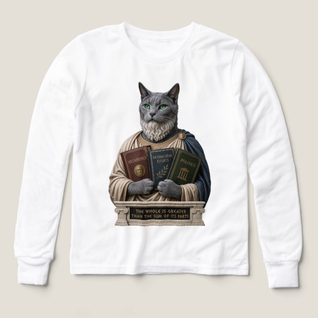 Russian Blue Aristotle Cat Tri-Blend Shirts (Design Front)