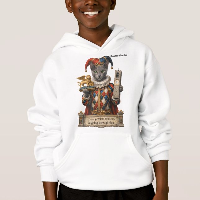 Russian Blue Arlequin Cat Hoodie (Front)