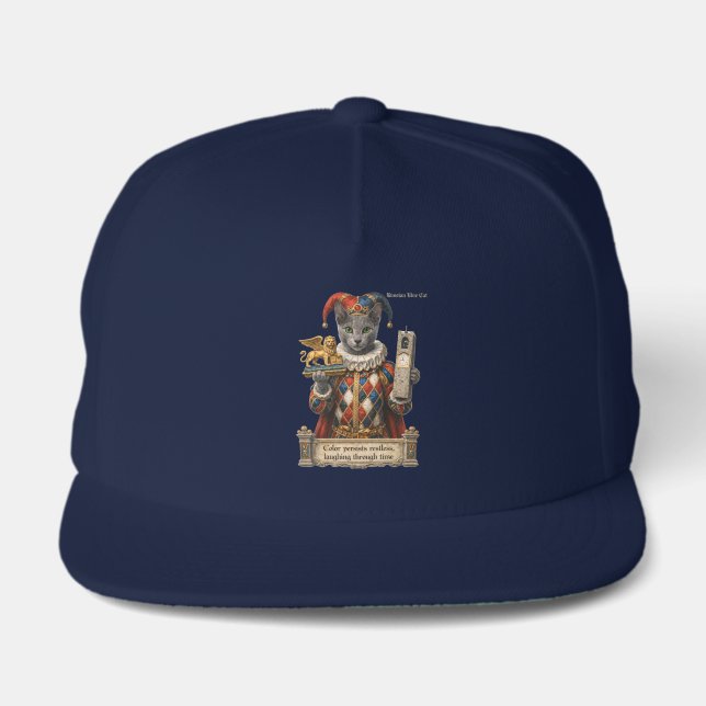 Russian Blue Arlequin Cat Snap Back Hat (Front)