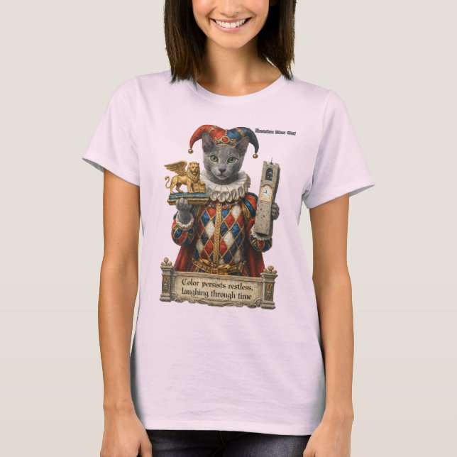 Russian Blue Arlequin Cat T-Shirt (Front)