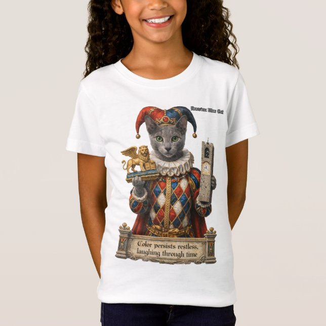 Russian Blue Arlequin Cat T-Shirt (Front)