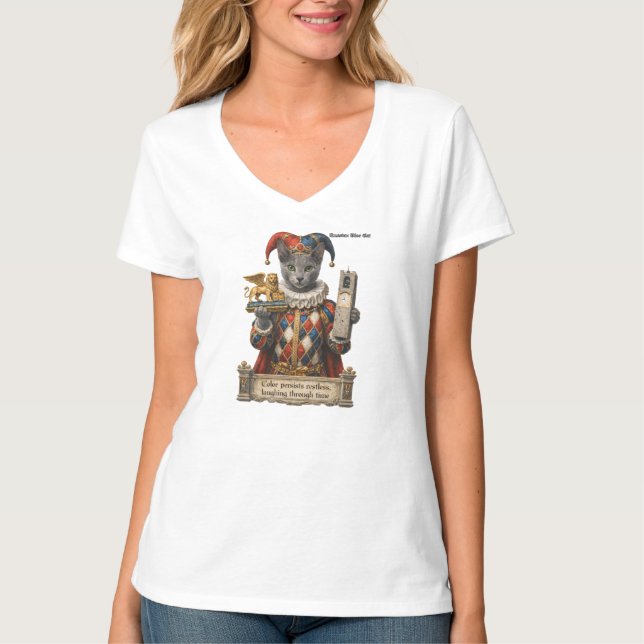 Russian Blue Arlequin Cat T-Shirt (Front)