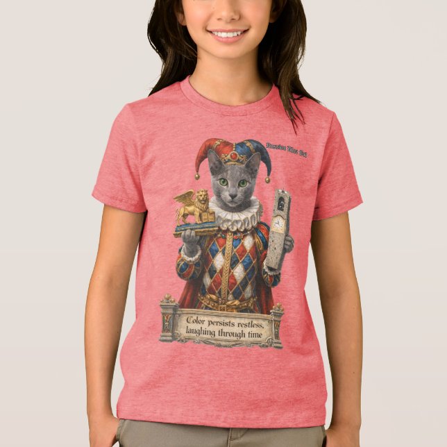 Russian Blue Arlequin Cat Tri-Blend Shirt (Front)