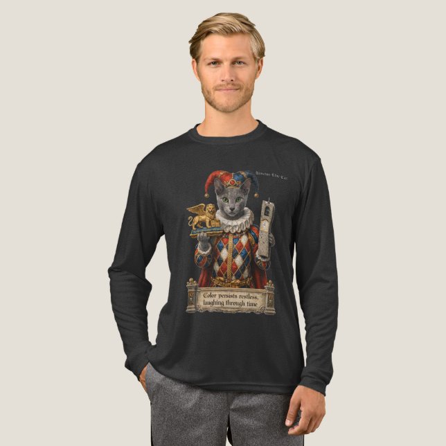 Russian Blue Arlequin Cat Tri-Blend Shirt (Full Front)