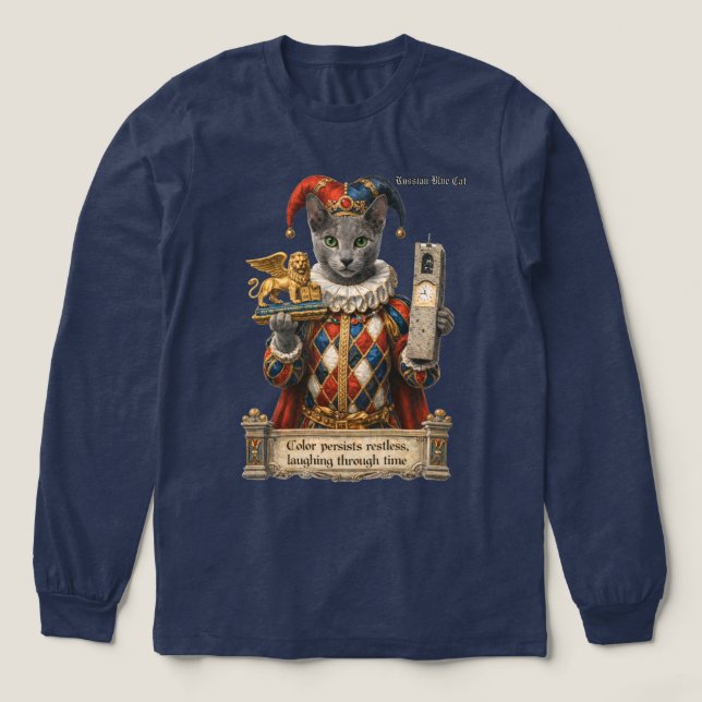 Russian Blue Arlequin Cat Tri-Blend Shirt (Design Front)