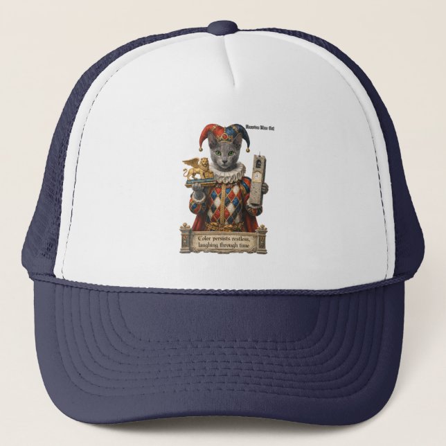 Russian Blue Arlequin Cat Trucker Hat (Front)