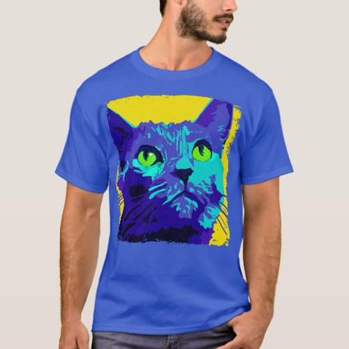 Russian Blue Art Cat Lover Gift T_Shirt
