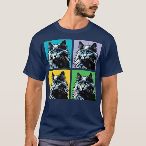 Russian Blue Art Cat Lovers T_Shirt
