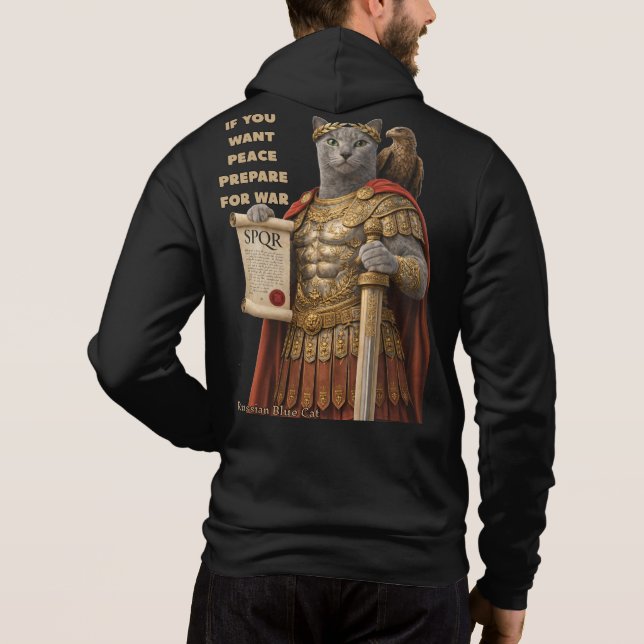 Russian Blue Caesar Cat Hoodie (Back)