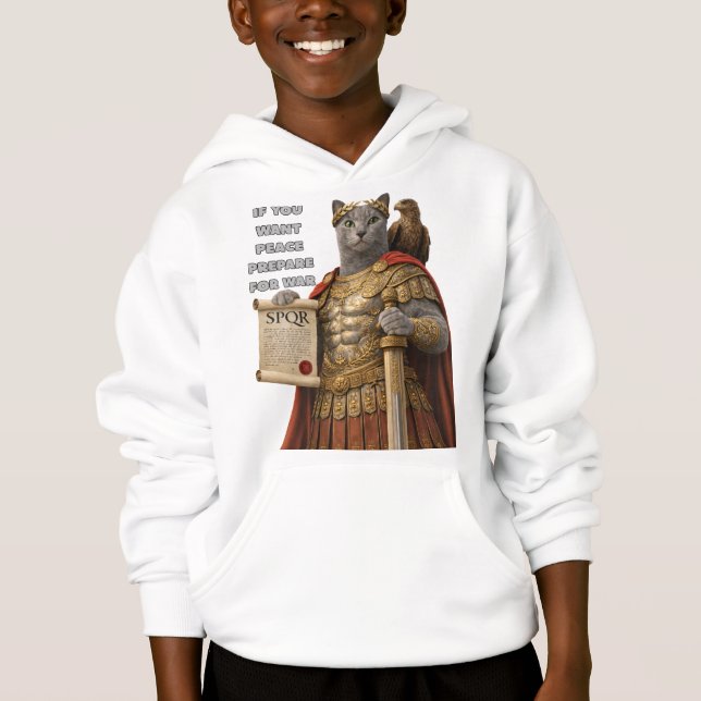 Russian Blue Caesar Cat Hoodie (Front)