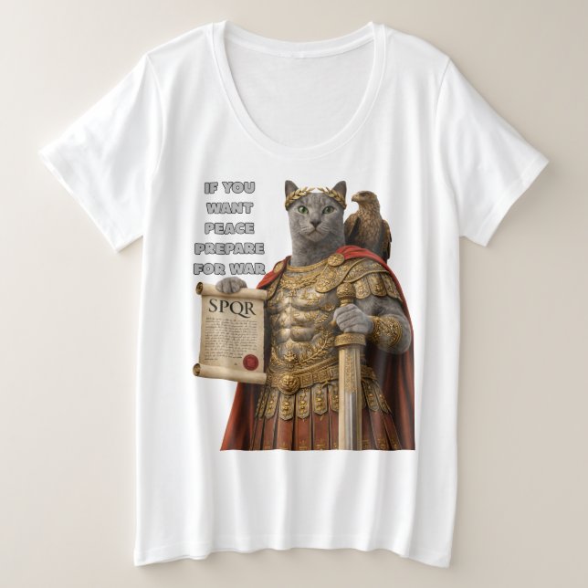 Russian Blue Caesar Cat Plus Size T-Shirt (Design Front)