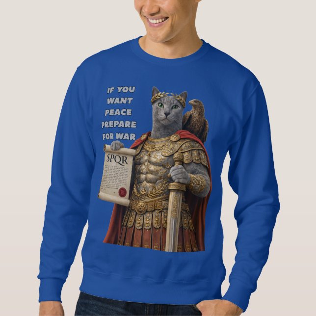 Russian Blue Caesar Cat Sweatshirt (Front)