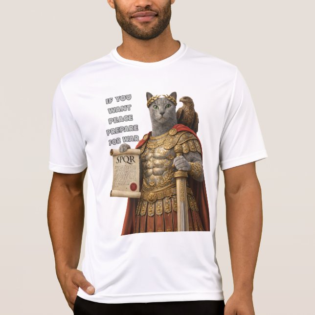 Russian Blue Caesar Cat T-Shirt (Front)
