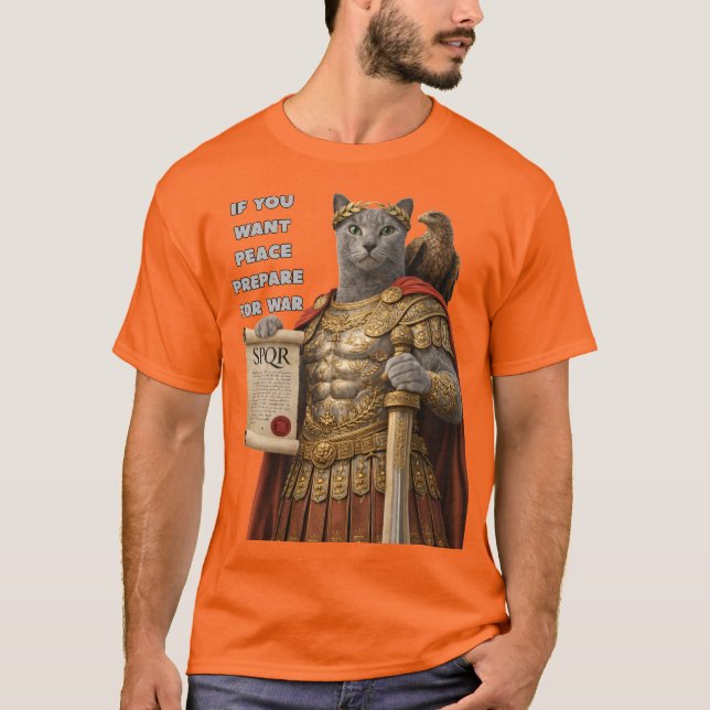 Russian Blue Caesar Cat T-Shirt (Front)