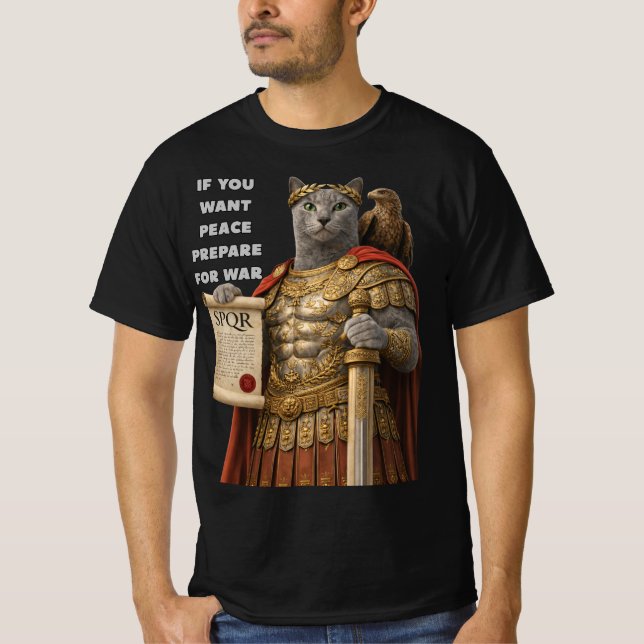 Russian Blue Caesar Cat T-Shirt (Front)