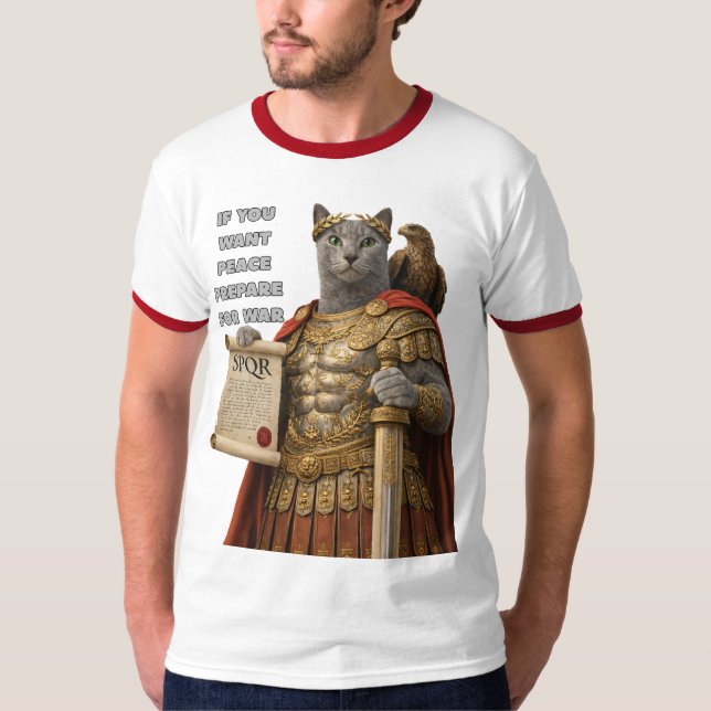 Russian Blue Caesar Cat T-Shirt (Front)