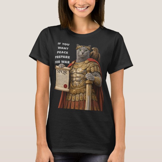 Russian Blue Caesar Cat T-Shirt (Front)