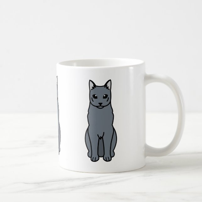 Russian Blue Cat Cartoon Coffee Mug (Right)
