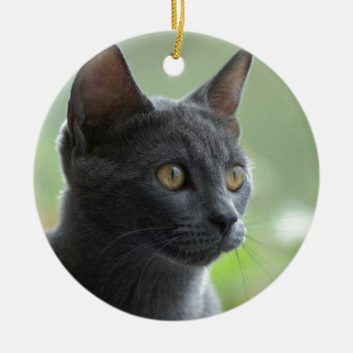 Russian Blue Cat Ceramic Ornament