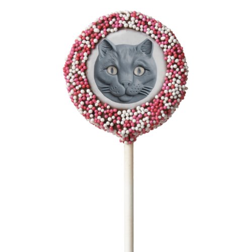 Russian Blue Cat Chocolate Covered Oreo Pop