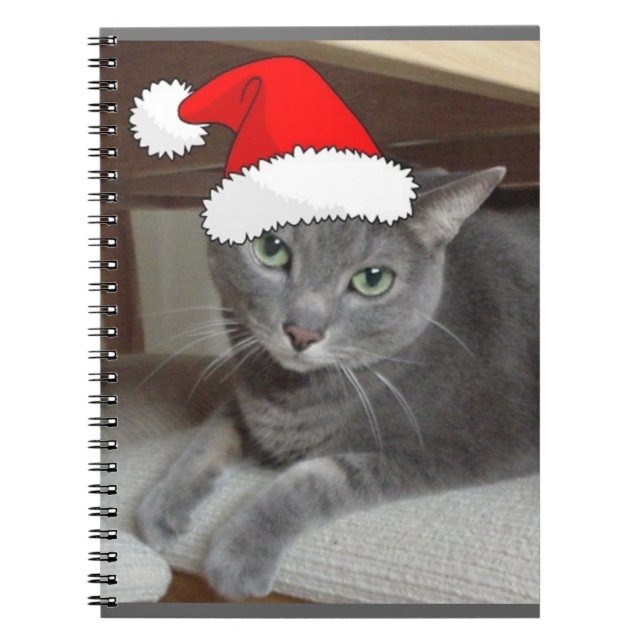 Russian Blue Cat Christmas Notebook (Front)