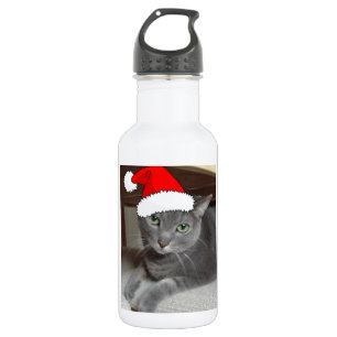 Russian Blue Cat Christmas Stainless Steel Water Bottle