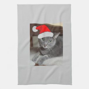 Russian Blue Cat Christmas Towel