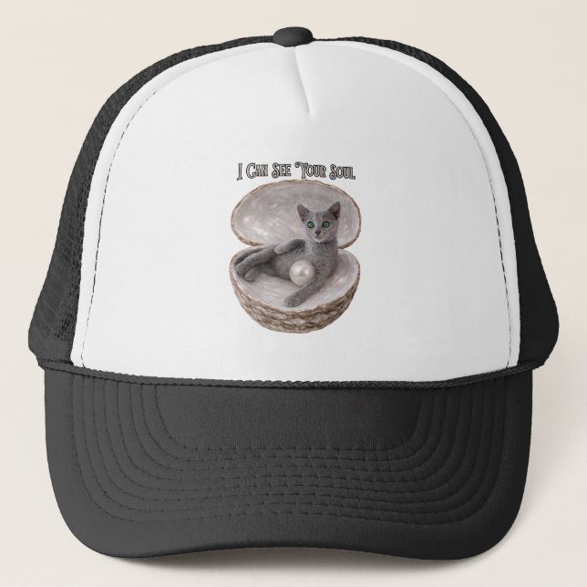 Russian Blue Cat - I Can See Your Soul Trucker Hat (Front)